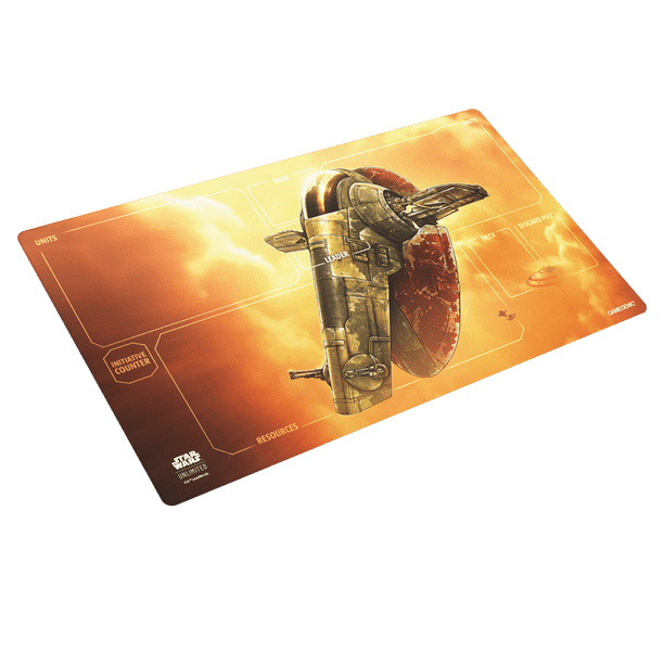 Star Wars Unlimited Fett's Firespray Game MAT - Officially Licensed, Full-Color Printed, Playmat, Slip-Resistant 24" by 14" Rubber Mat, Compatible with TCGs & LCGs, Made by Gamegenic
