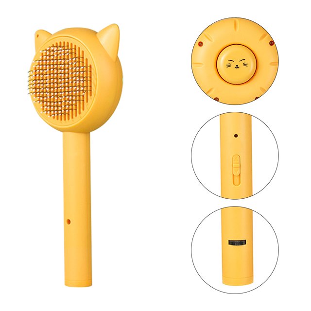 Cepillo peine eléctrico USB para mascotas con suministros ligeros para mascotas (amarillo sin teaser para gatos) Ndcxsfigh Libre de BPA