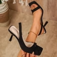 thumbnail image 5 of Stiletto Kitten Heels for Women Suede Slingback Sandals Square Open Toe Casual Summer Pumps Wedding Party Elegant Dress Shoes Black Size 8.5, 5 of 7