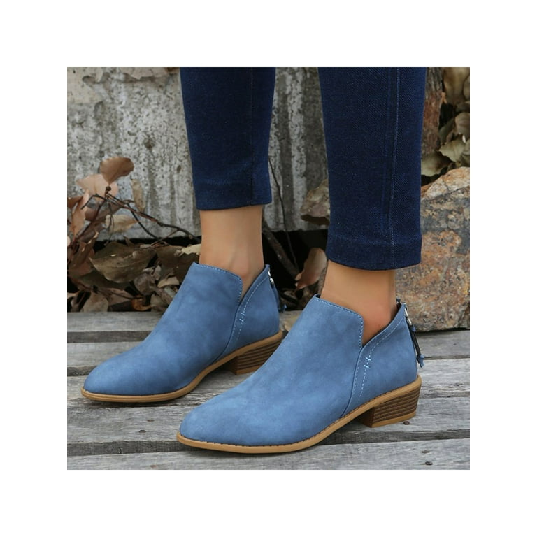 Blue bootie cheap shoes