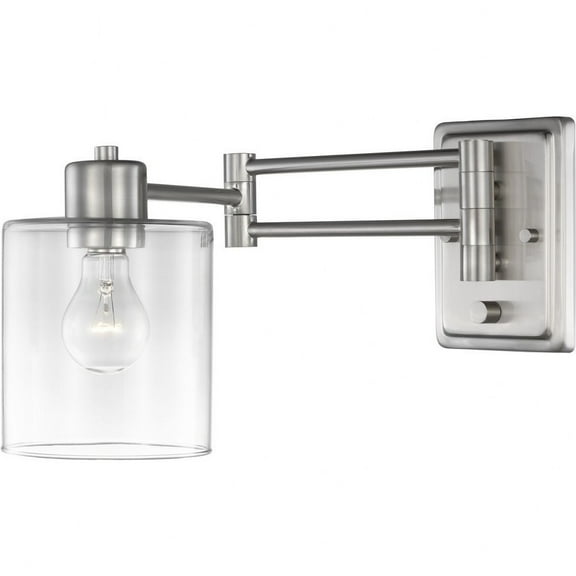 P710086-009-Progress Lighting-Milner - Wall Brackets Light - 1 Light - Cylinder Shade in Coastal style - 5.62 Inches wide by 9 Inches high-Brushed