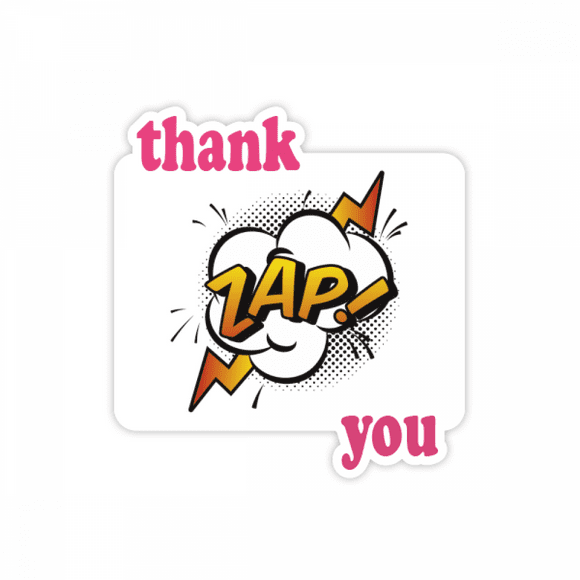 Boom Exclamation Zap Art Deco Fashion Thank You Stickers Quote Grateful