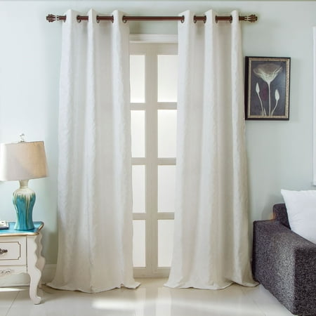 Damask Drapes - Durham Damask Jacquard 76 x 84 in. Grommet Curtain Panel Pair, White (Set of 2)