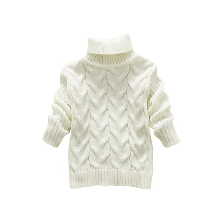 

LBECLEY Teenage Girl Sweaters and Hoodies Toddler Boys Girls Children s Winter Sweater Solid Color Turtleneck Knitted Top Stretch Shirt for Babys Clothes Sweater for Girls White 16