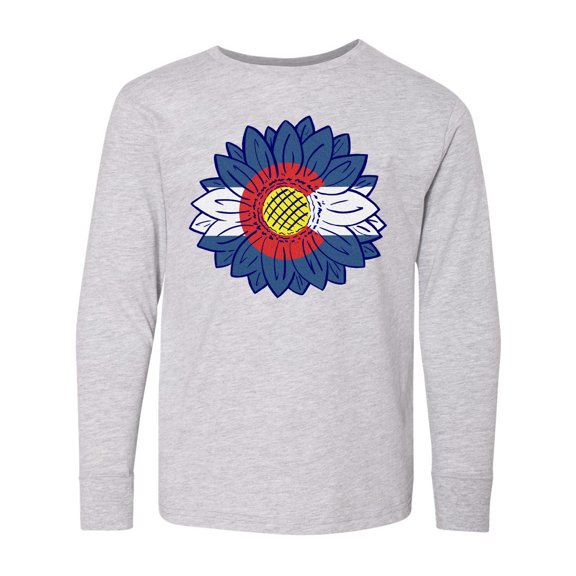 Inktastic Colorado Flag Sunflower Long Sleeve Youth T-Shirt