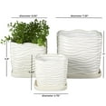 thumbnail image 3 of DecMode 7",6",5"H Wavy Ribbed White Ceramic Planter with Attached Saucer (3 Count), 3 of 9