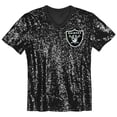thumbnail image 2 of Girls Youth Black Las Vegas Raiders Wordmark Sequin V-Neck Top, 2 of 3