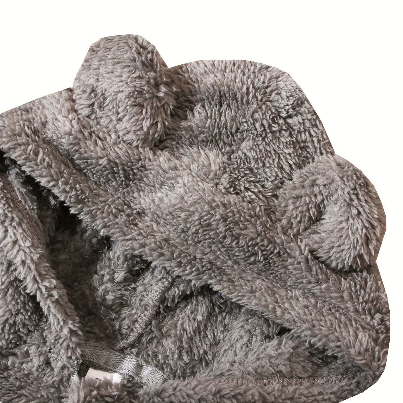 Toddlers Zip up Romper Fuzzy Sherpa Fleece Onesies Baby Boy Girl Winter Jumpsuit Bear Ears One Piece Outfits (6 Years, Gray)