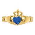 thumbnail image 5 of Primal Gold 10 Karat Yellow Gold Cubic Zirconia September Birthstone Claddagh Heart Ring, 5 of 6