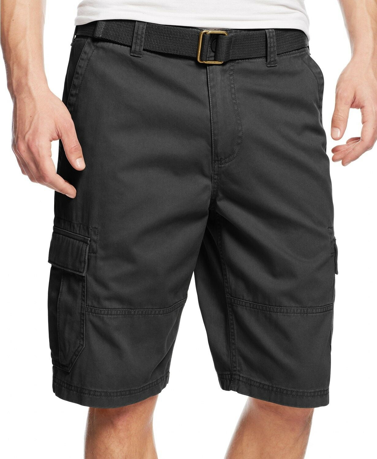 Belted Relaxed Cargo Shorts Gray 