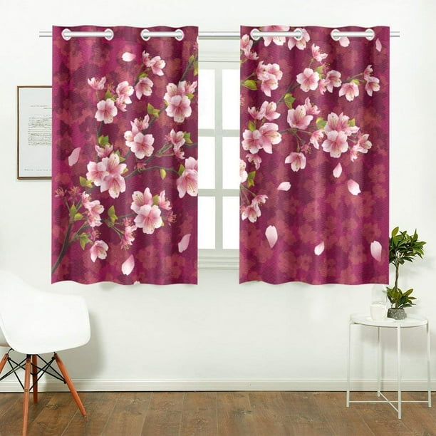 CADecor Japanese Sakura Cherry Blossom Window Treatment Panel Curtains ...