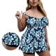 thumbnail image 2 of Trajes de baño de talla grande para mujer Trajes de baño tankini de 2 piezas con estampado floral y pantalones cortos para nadar Fiestas en la playa Flor azul y blanca 3XL, Longitud del pantalón: 34, 2 of 8