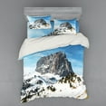 thumbnail image 2 of Ambesonne Nature Bedding Set 3 Pcs, Mediterranean Snowy Peak, Twin, Brown Blue White, 2 of 3