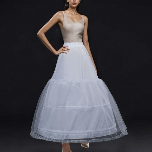 Cxenplz Crinoline Underskirt for Women A line Crinoline Petticoat 3 Hoop Skirt Underskirt Half Slip for Wedding Bridal Dress