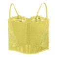 thumbnail image 6 of KHONTS Corset Tops for Women Going out Fall Fashion Crop Lace Outfit Y2k Spaghetti Strap Tank Tops Mesh Party Bustier Cami Tops Yellow XS, 6 of 6