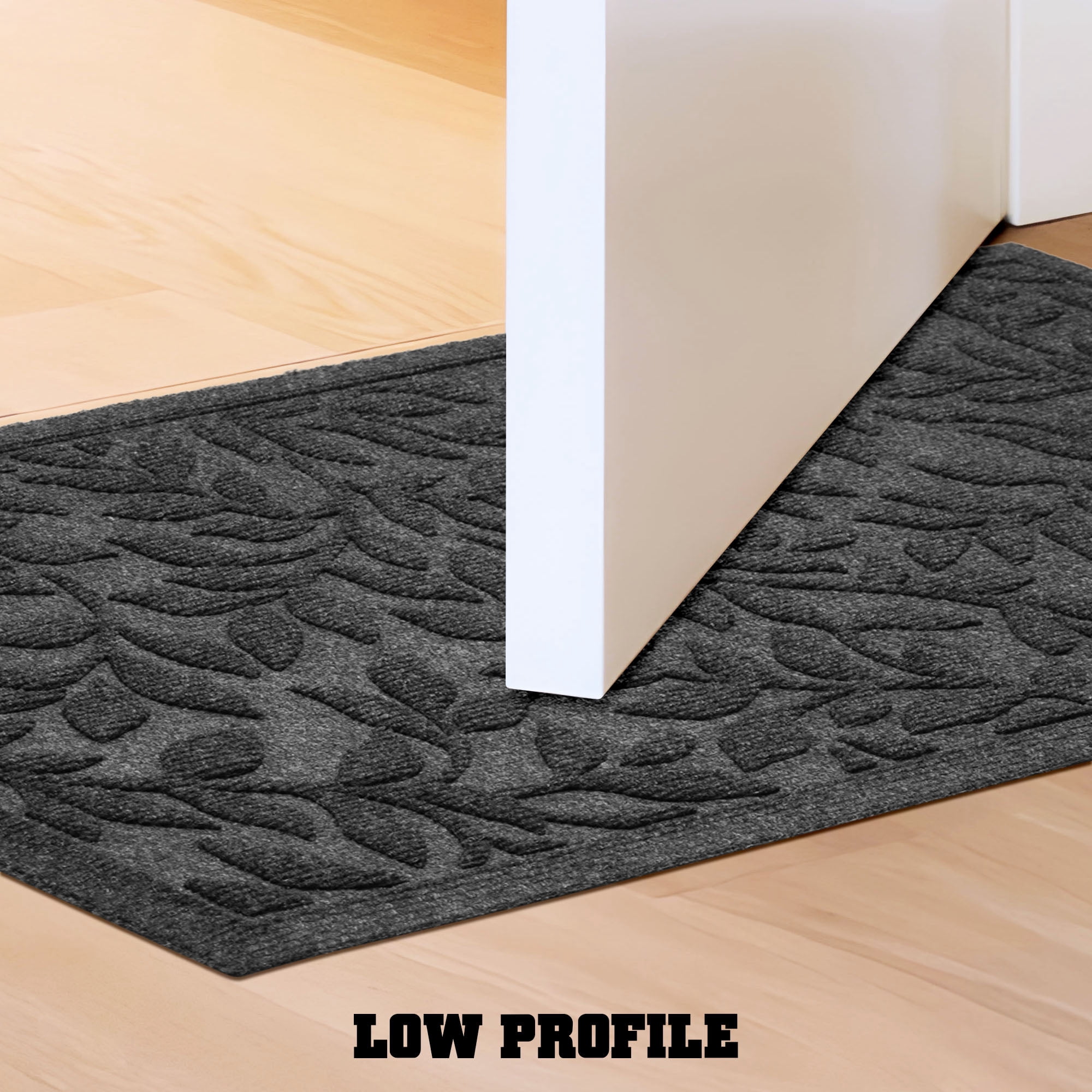 G128 23x35in Grey Leaf Welcome Mat for Front Door, Outdoor Entrance Rug, Durable Doormat for Porch, Patio, Entryway, Indoor/Outdoor Use