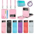 thumbnail image 1 of Mobile Phone Cover Foldable Multifunctional Shockproof Anti-fall Detachable Wallet Function Faux Leather Crossbody Lanyard Folding Screen Phone Protective Case for  Z Flip 3, 1 of 7