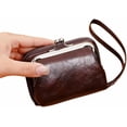 thumbnail image 1 of Women's Mini Classic Wallet with Kiss Lock & Zipper Closure, Golden-Tone Hardware, Multi-Compartment Coin Purse & Card Holder,Brown, 1 of 2