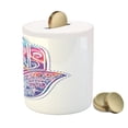 thumbnail image 3 of Hamsa Piggy Bank, Ornamental Shape Pattern Eye Protection in Vibrant Watercolors, Ceramic Coin Bank Money Box for Cash Saving, 3.6" X 3.2", Aqua Pink Purple, by Ambesonne, 3 of 4