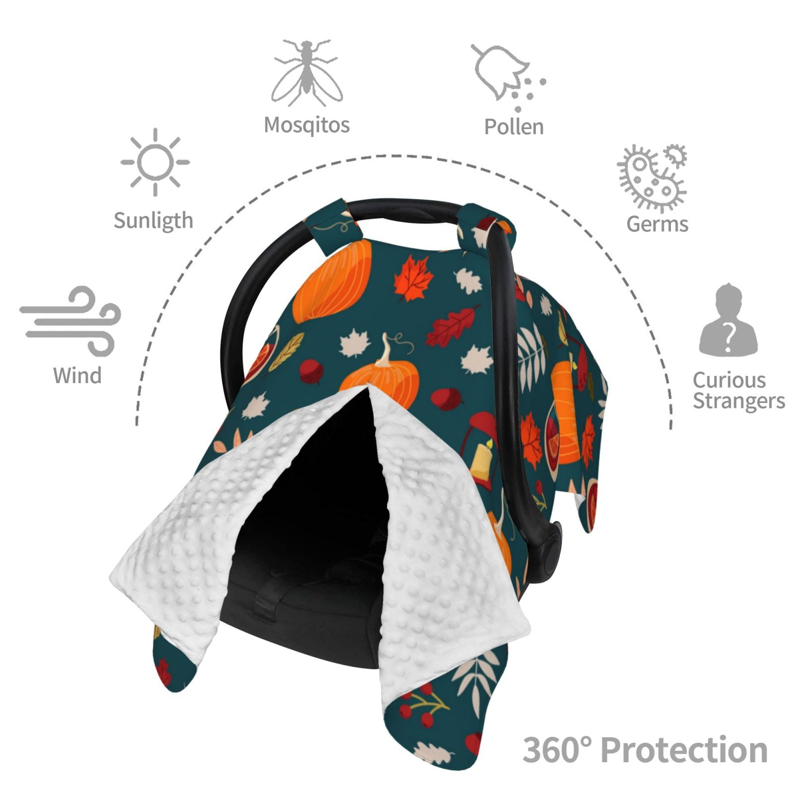 Naloa Autumn with Pumpkins Baby Car Seat Cover, Breathable Baby Carrier Cover, Multiuse Baby Carrier Cover & Nursing Breastfeeding Cover