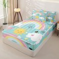 thumbnail image 2 of Erosebridal Cartoon Rainbow Zipper Twin Comforter Sets with Fitted Sheet and 2 Pillowcases,Kawaii Love Heart Zipper Bedding Set,Mint Green Pink Yellow,Reversible, 2 of 6