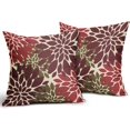 thumbnail image 2 of Brown Burgundy Red Pillow Covers 18x18 Set of 2 Modern Dahlia Floral Decorative Outdoor Pillowcases Geometric Art Flower Farmhouse Throw Cushion Case Decor for Couch Sofa Bed, 2 of 6