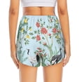 thumbnail image 4 of Uemuo Chinoiserie Floral Palm Tree Pattern Women's Athletic Shorts High Waisted Running Shorts with Liner Pockets Gym Elastic Workout Shorts-Large, 4 of 9