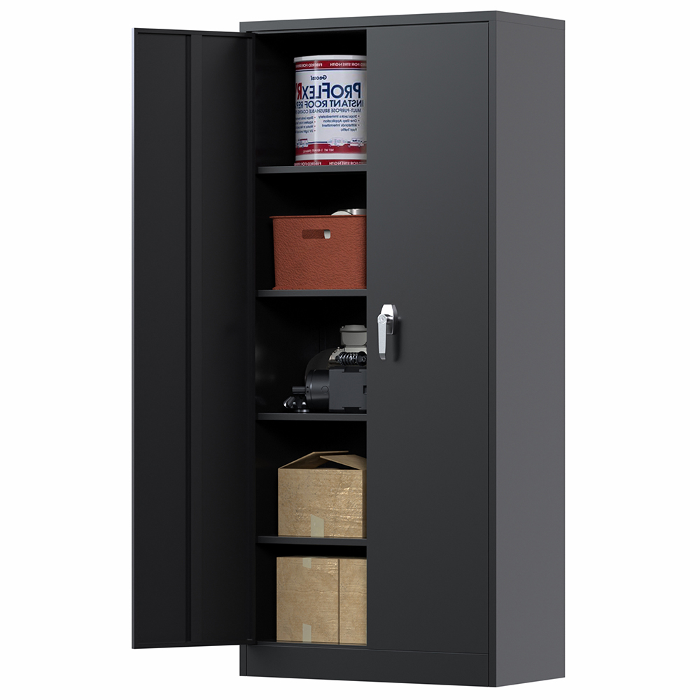 AOBABO Black Storage with Lock,Steel Storage with 4