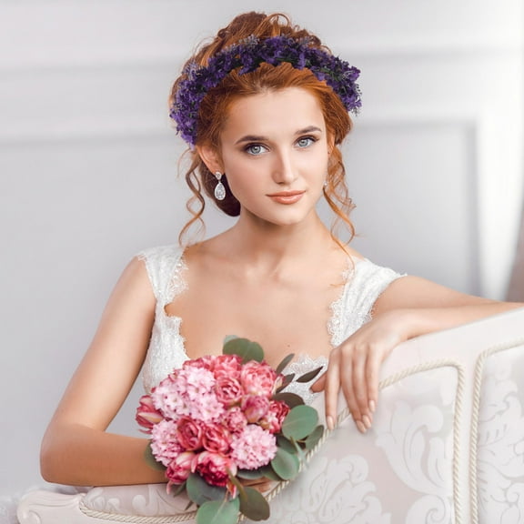 LEORX Flower Headpiece Decorative Dark Purple Cloth 1Set for Birthdays