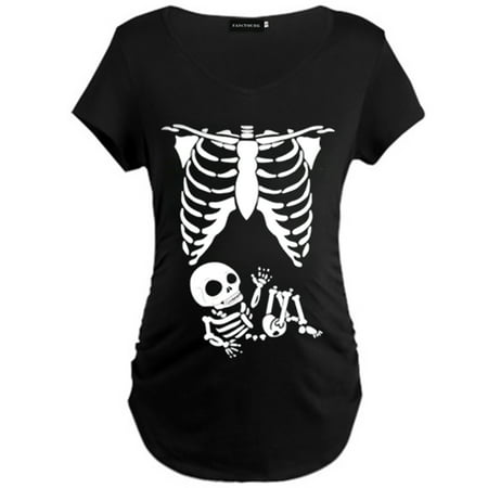 KABOER 2019 New Halloween Maternity Printed Loose Funny Skeleton Skull T-Shirt Dress Halloween Maternity Shirt Pregnant Women Casual T Shirts (Best Dress Shirts 2019)