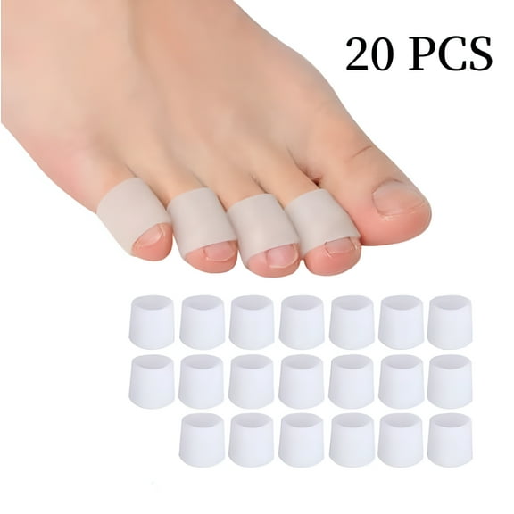 Rungopro 20 Pcs Gel Toe Protectors, Open Toe Sleeves Toe Tubes Toe caps, New Material, Great for Bunion Blisters, Corns, Hammer To