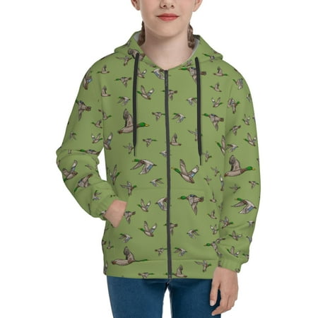 

Hoodies for Teen Girls Boys Mallard Duck Long Sleeve Youth Kids Essentials Zip Up Hoodie Lghtweight Fashion Hoodies & Sweatshirts Jacket Fall Winter Outfits Tops