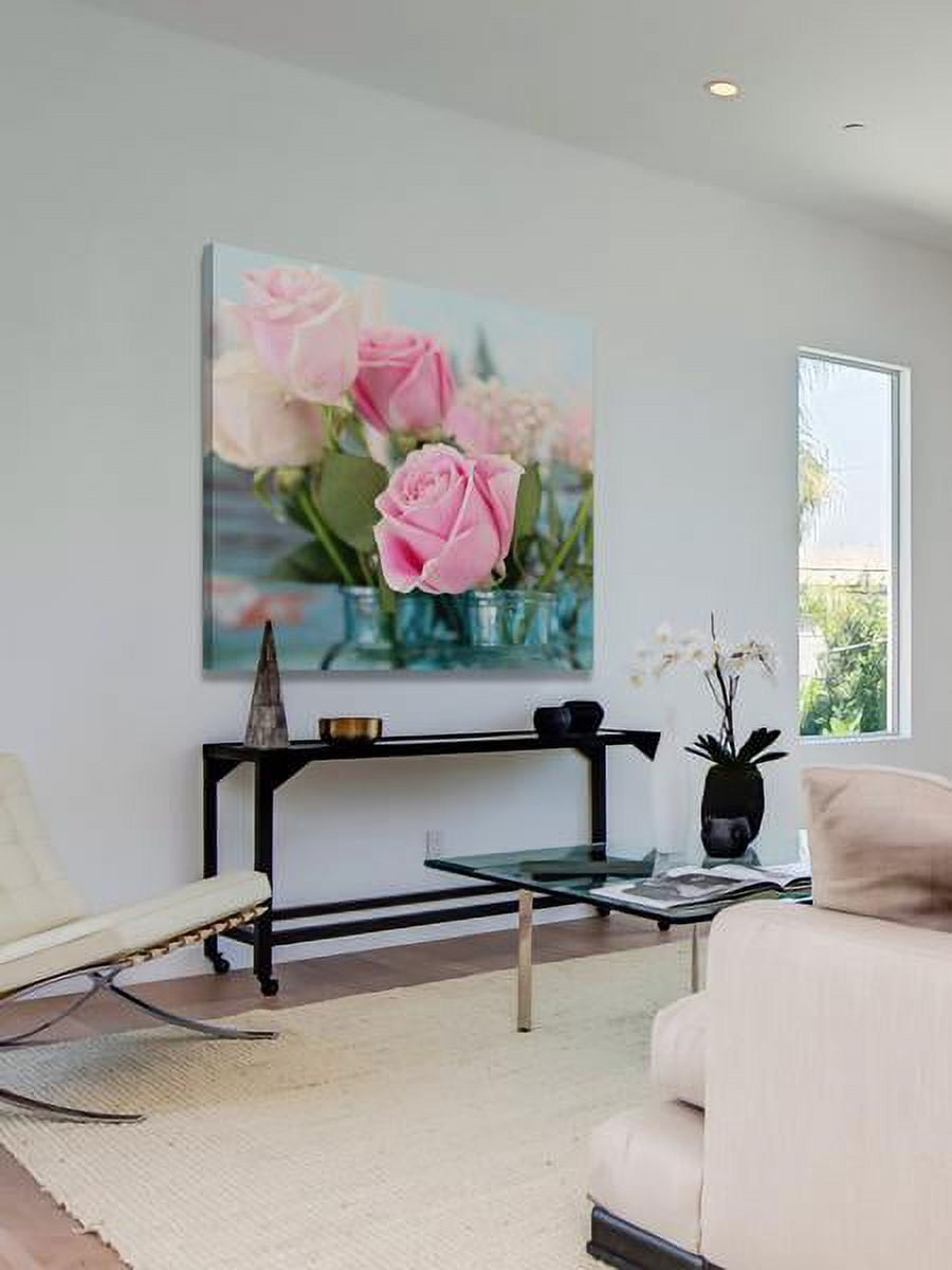 "Pink Roses" Painting Print on Wrapped Canvas