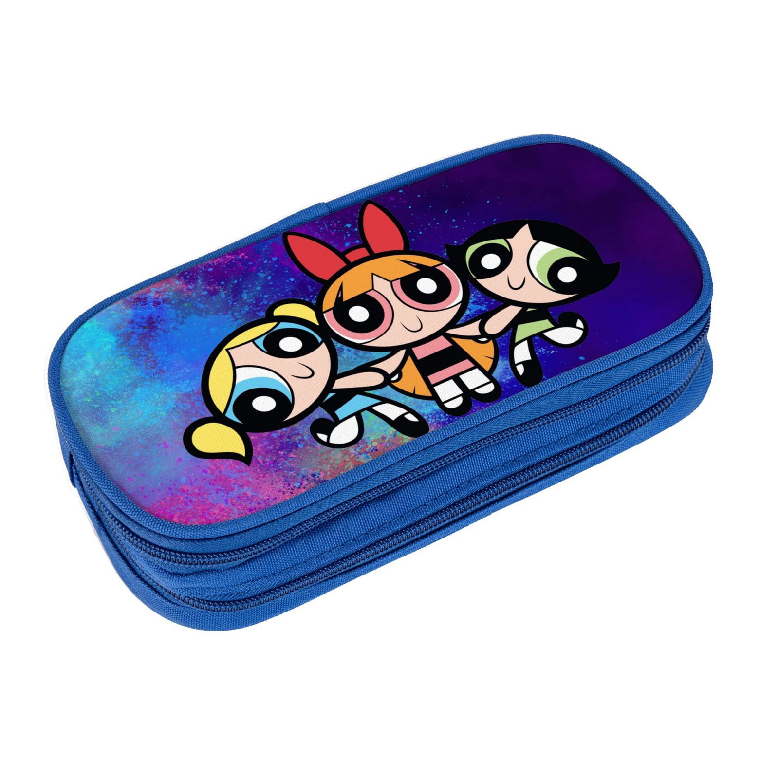 The Powerpuff Gi-rls Pencil Case Large Capacity Pencil Pouch Penbag Office Stationery Organizer Travel Makeup Bag Blue