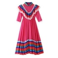 thumbnail image 3 of Kiijoy Girls Long Sleeve Halloween Dance Party Dress Mexican Ethnic Long Dress, Sizes 5-12, 3 of 3
