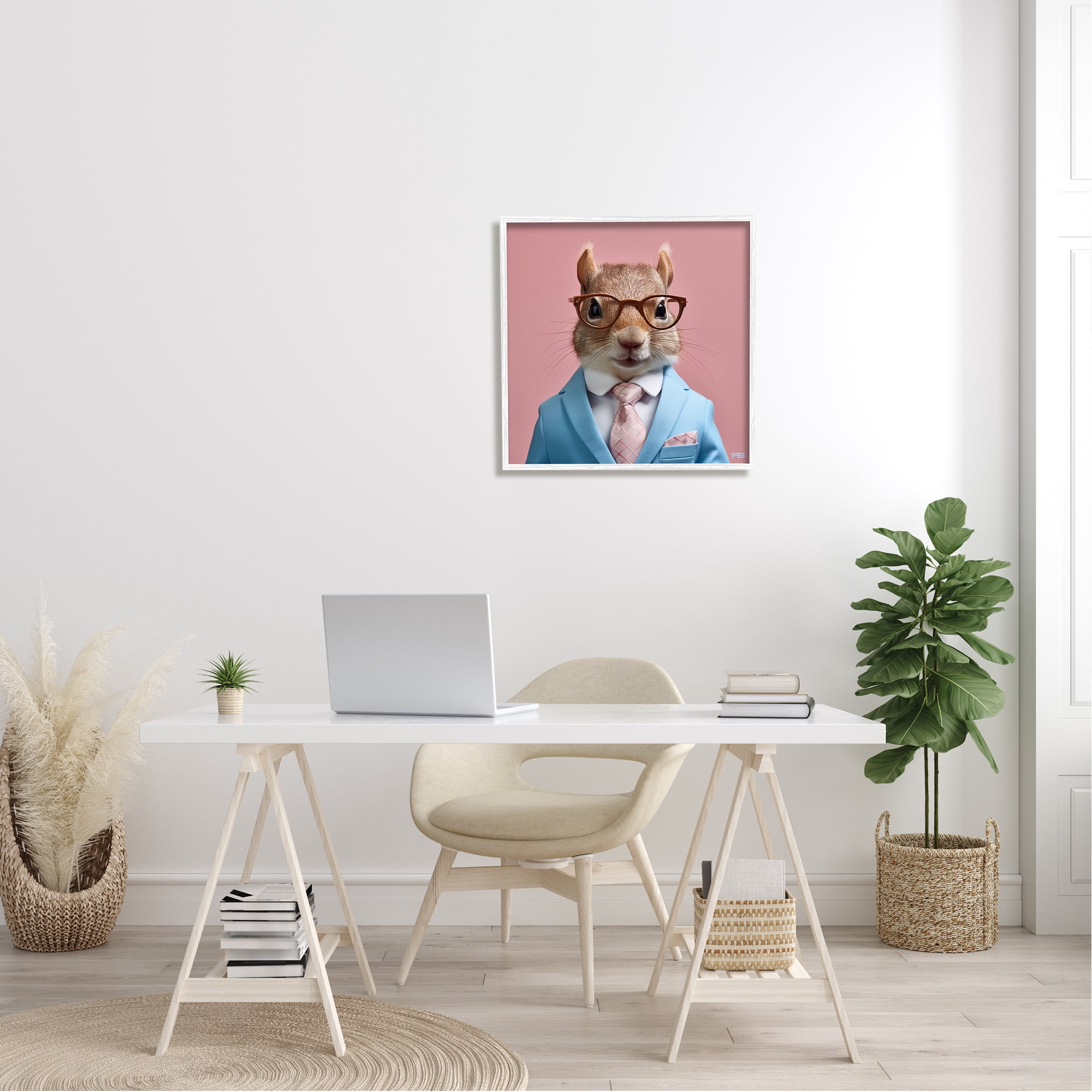 Stupell Industries Squirrel in Classy Suit Animals & Insects Painting White Framed Art Print Wall Art, 24 x 24