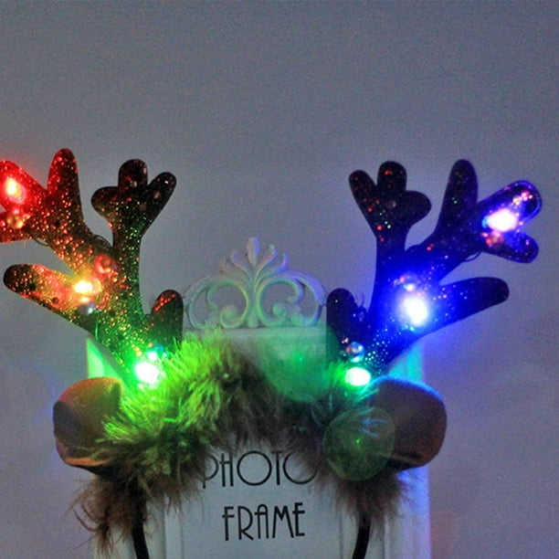 Lighted reindeer antlers headband deals