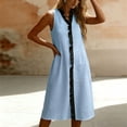 thumbnail image 2 of Morttic Women's Summer Casual A-Line Sleeveless Contrast Ruffle V-Neck Midi Dress Flowy & Fashionable Summer Outfit Light Blue，S, 2 of 5