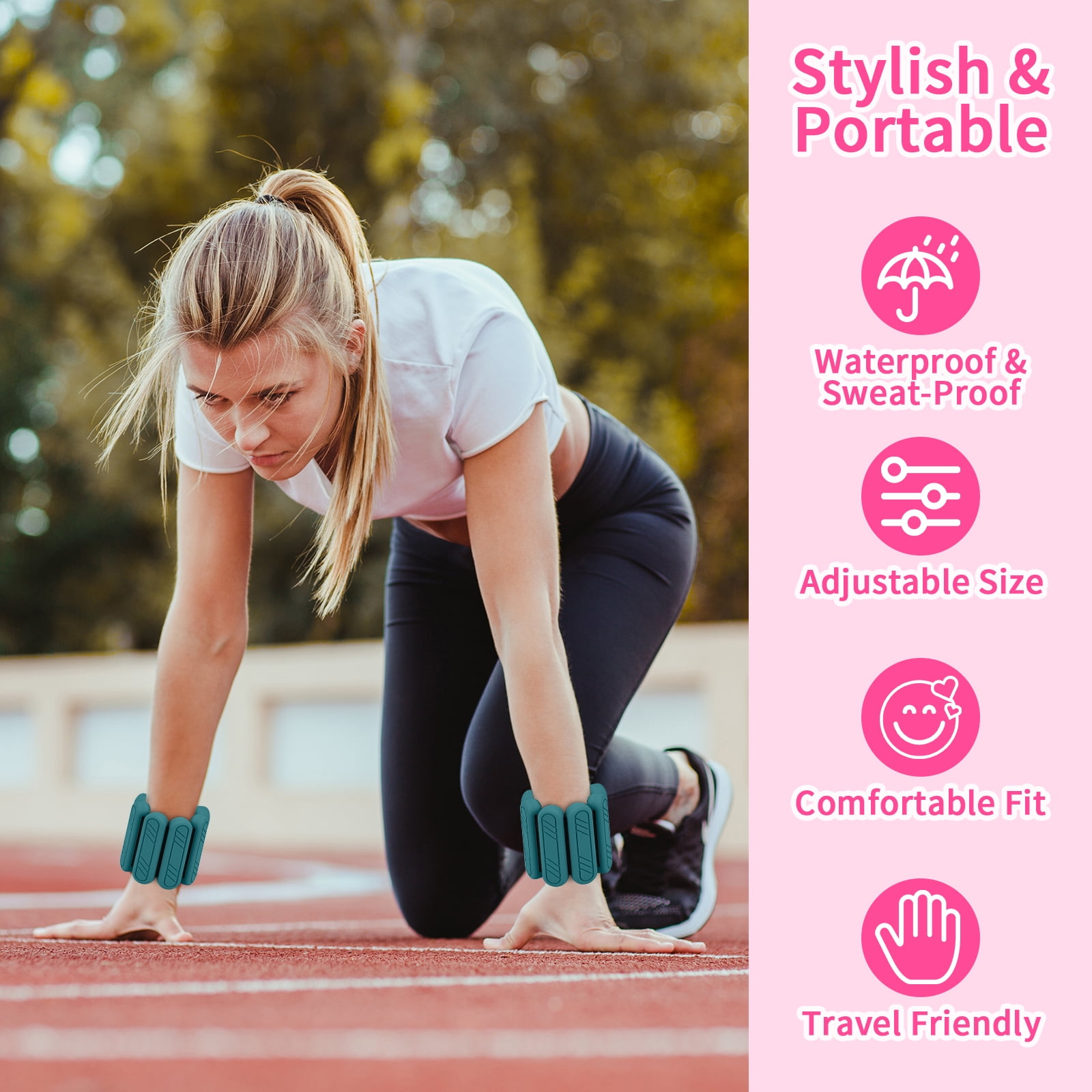 LTECARP Adjustable Ankle & Wrist Weights for Women & Men, 1/2/4 lbs Silicone Design with Comfort Fit - Arm/Leg Workout Weights for Gym, Pilates, Yoga, Walking, Barre, Dance