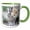 Green/White, variant on 3drose, Usa, Wy. White-tailed Jackrabbit Sitting in a Rocky Habitat., 11oz Two-tone Green Mug