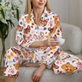 thumbnail image 6 of Pajama Sets for Women 2 Pcs, Abstractcartoon Cute Cat Face Button Down Long Sleeve Sleepwear Lounge PJ Sets, 6 of 6