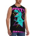 thumbnail image 2 of Easygdp Rex Dinosaur With Sunglasses Men's Breathable Tank Tops Sleeveless Sporty T Shirts for Basketball, Mountaineering, Bodybuilding -X-Large, 2 of 8