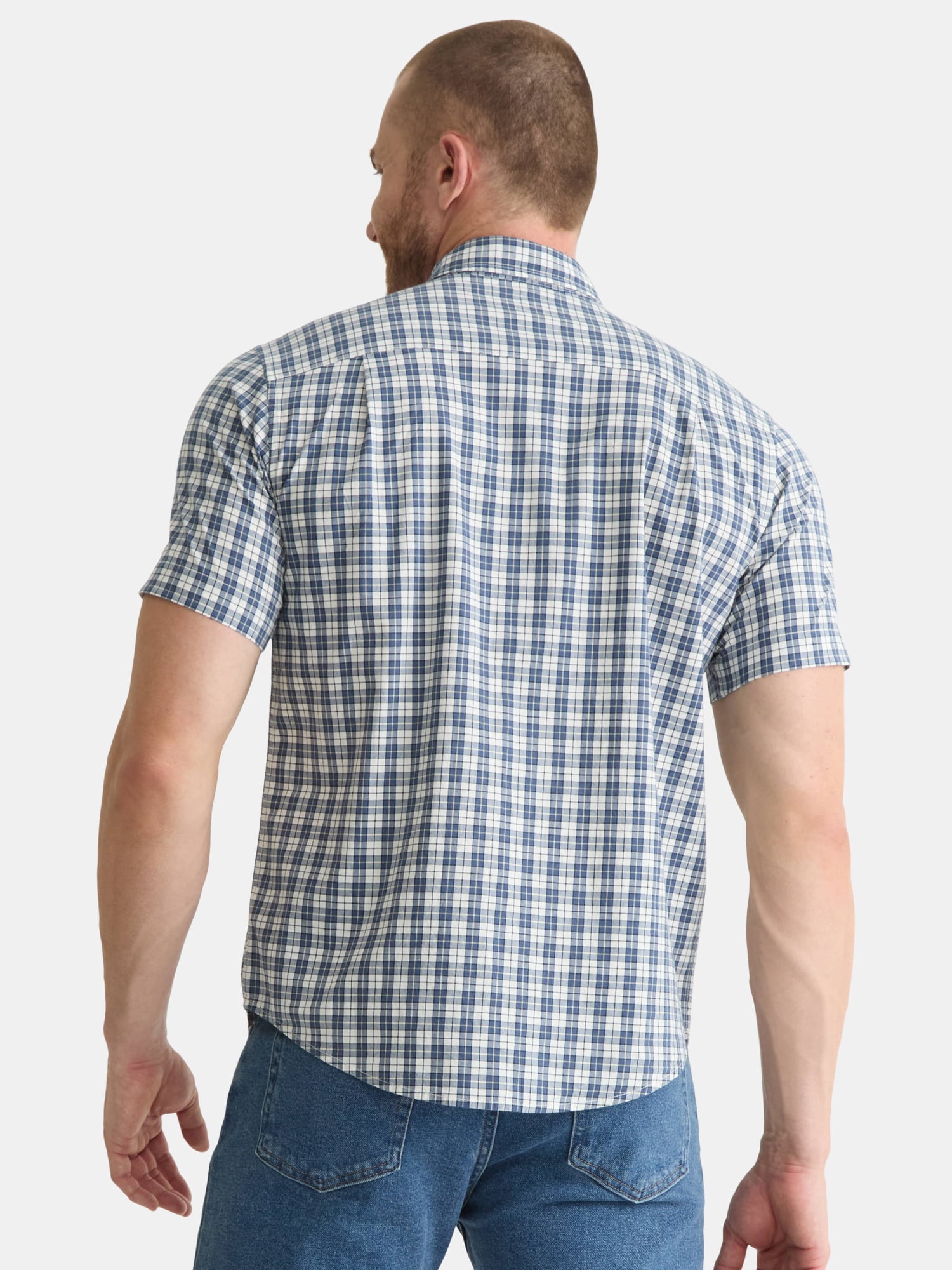 George Men's & Big Men's Classic Fit Short Sleeve Button-Up Poplin Shirt, Sizes S-3XL