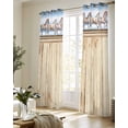 thumbnail image 5 of Western Horse Sheer Curtains 84 Inch Length 2 Panels Set for Living Room/Bedroom, Farmhouse Wooden Grain Vintage Cowboy Barn Door Kitchen Curtains Grommet Curtains Window Treatments 42"x84"x2, 5 of 7