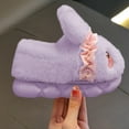 thumbnail image 5 of Fesfesfes Kids Bunny Ear Slippers Warm Fuzzy Indoor Outdoor House Shoes Girls Boys Cozy Plush Non Slip Winter Fall Slippers with Childrens Bedroom Comfortable Slippers(Purple#3,9-9.5 Years), 5 of 8