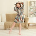 thumbnail image 3 of FORMRS Niños Bathrobe Unisex Hooded Robe Soft Plush Pajamas Sleepwear, Size 4-6T, Beige Geometric, 3 of 7