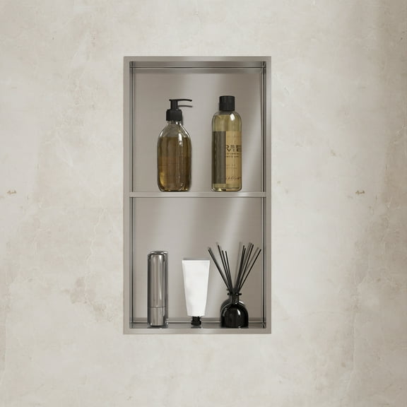 Deervalley 12" X 24" Double Shelf Shower Niche With Drainage Slope - Recessed Wall Bathroom Niche, No Tile Required DV-1SN0343S