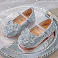 thumbnail image 2 of Ccpelsie Toddler Little Girl Mary Jane Dress Shoes Ballet Flats for Girl Party School Shoes Bowknot Princess Shoes(Silver,2.5), 2 of 9