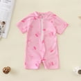 thumbnail image 2 of Zanarzt Summer Toddler Swimsuit Girl Cute Toddler Baby Boy Girl Swimsuit Print Bathing Suit Short Sleeve Zipper Rash Guard Swimwear Pink,18-24 Months, 2 of 7