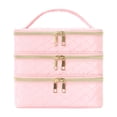 thumbnail image 1 of Bolsa de aseo, bolso compacto de 3 capas, organizador de cosméticos para baño Rosa, 1 of 8